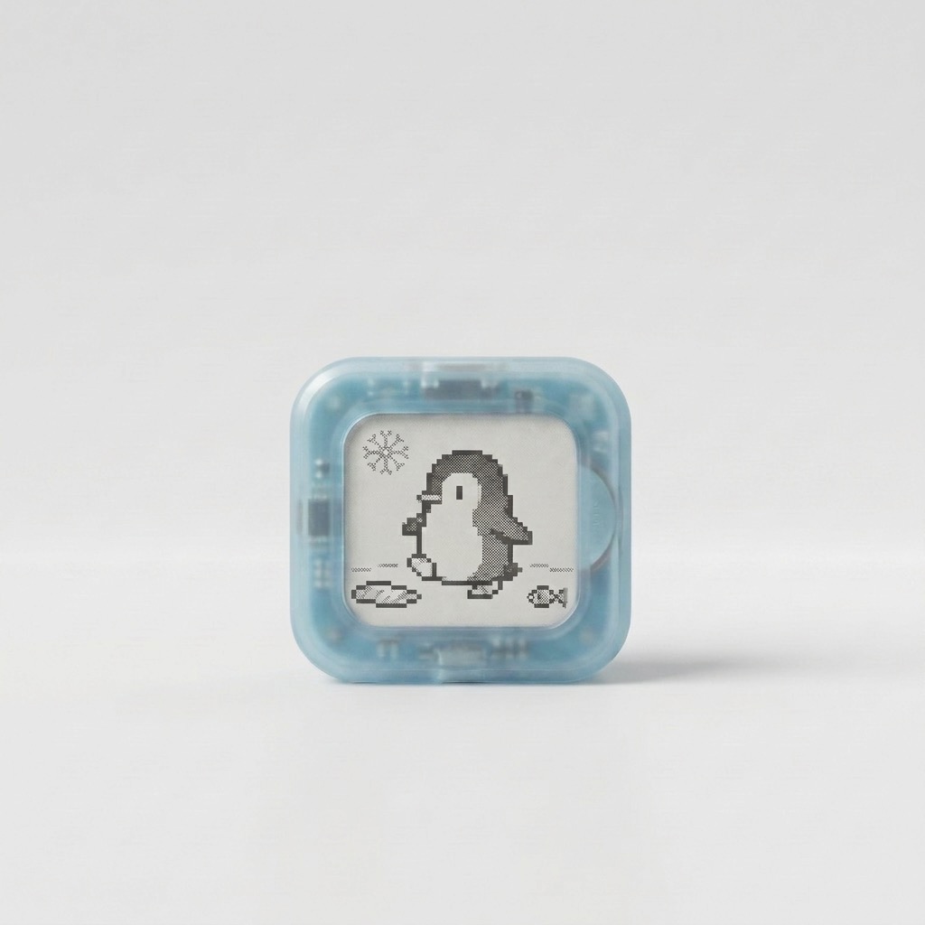 Penguin L Recess character in a blue translucent shell