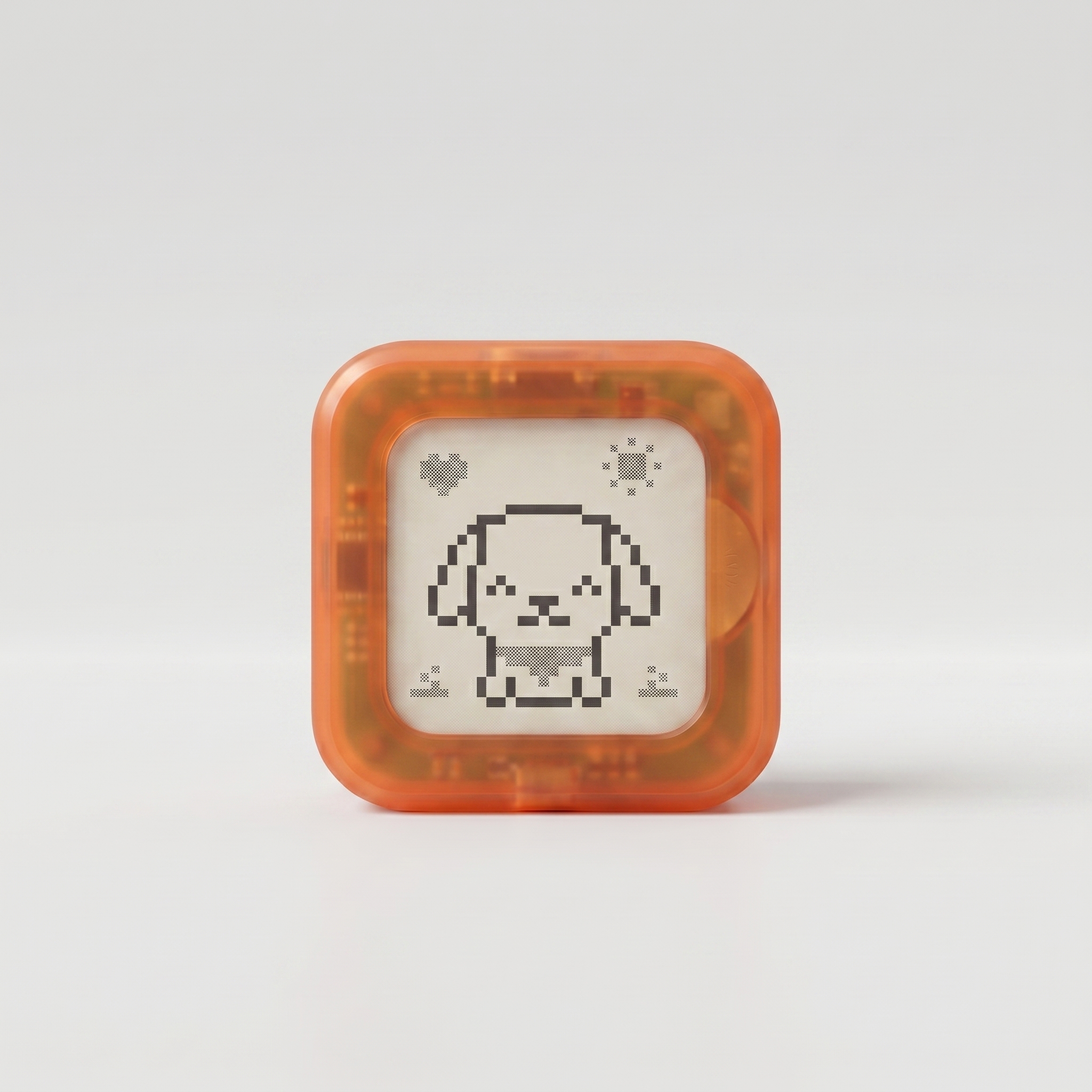 Tangerine Recess device with a coral shell and dog character